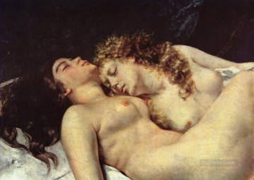 禁断とセクシー Painting - 睡眠 同性愛 レズビアン エロティック ギュスターヴ・クールベ